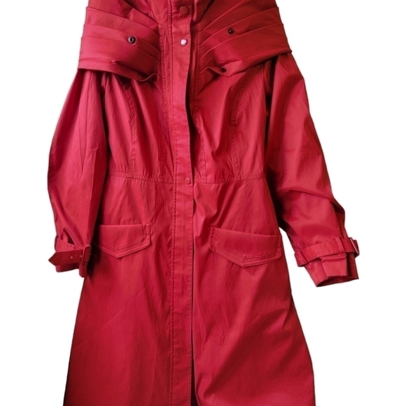 nwot GORGEOUS SAMUEL DONG RED TRENCH COAT - Picture 3 of 11